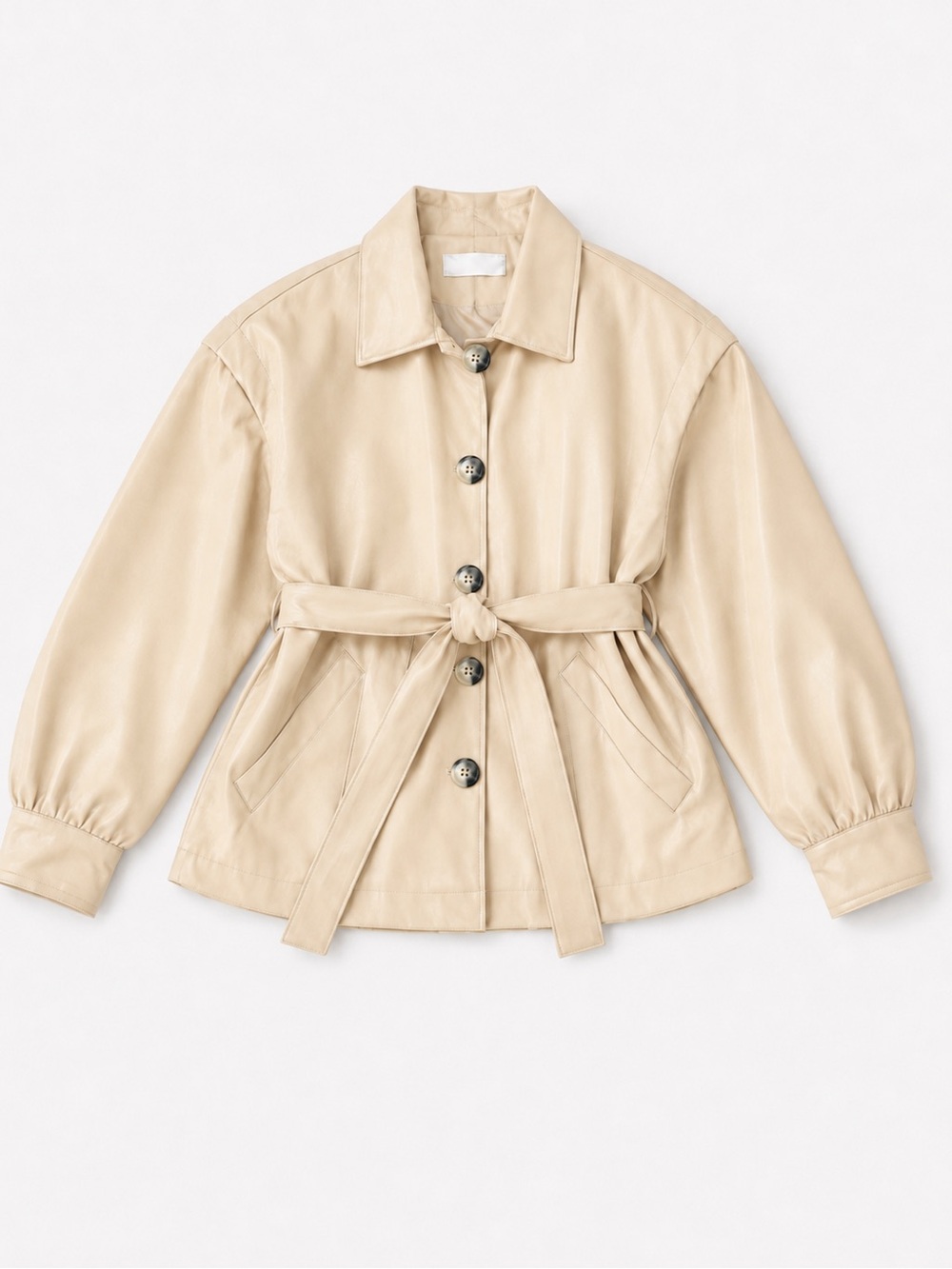 ASOS beige leather  belted  jacket